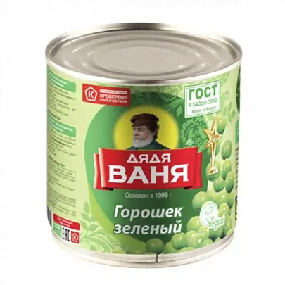 Горошек зеленый Дядя Ваня, консервированный, ГОСТ, 400 г-0