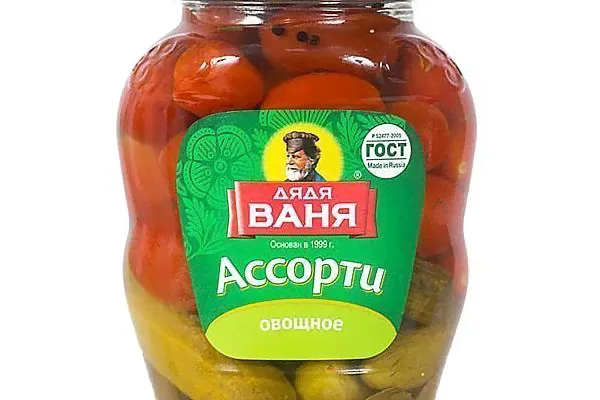 Ассорти овощное "Дядя Ваня" огурцы и помидоры 680 г
