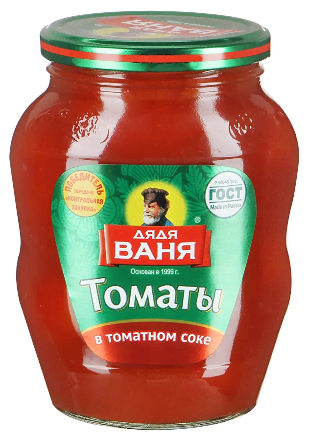 Дядя Ваня томаты в томатном соке неочищенные 0,68л стекло