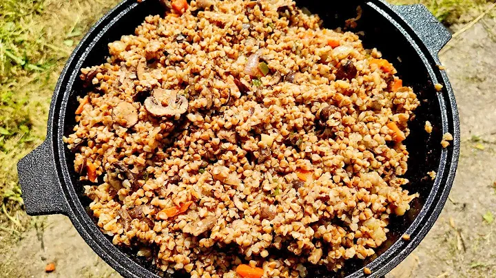 Гречка с грибами 🍄 в казане 🥘 на костре