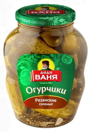 Огурцы ДЯДЯ ВАНЯ 1800мл СОЛЕНЫЕ РЯЗАНСКИЕ стеклянная банка 11111/6
