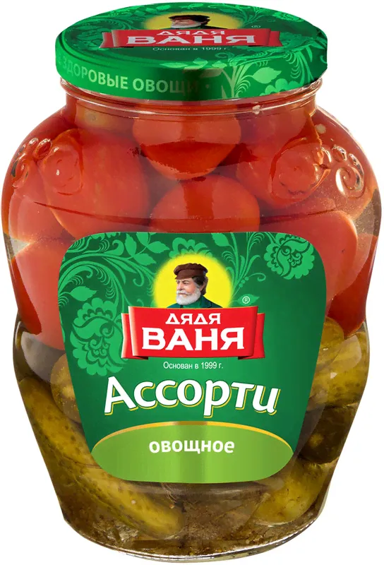 Ассорти Дядя Ваня огурцы и томаты, 1.8кг