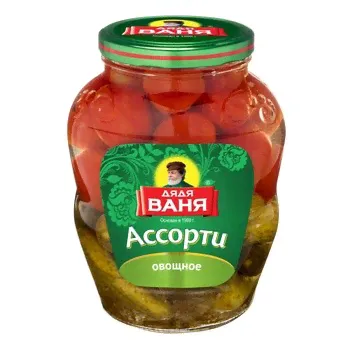 Ассорти овощное огурцы и томаты Дядя Ваня 1800 гр