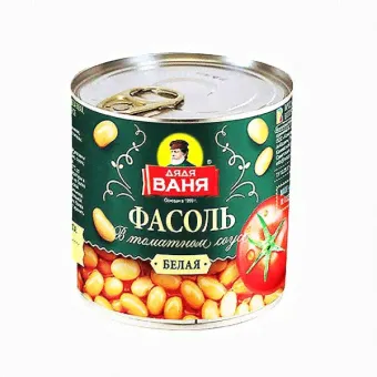 Фасоль консервированная белая в томатном соусе Дядя Ваня ключ 400 гр. *4шт