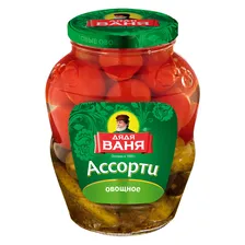 Овощное ассорти Дядя Ваня маринованное огурцы и томаты 1800г
