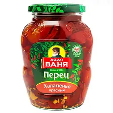 Перец острый Дядя Ваня Халапеньо красный нарезанный 350г