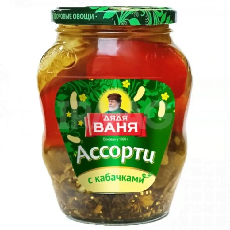 Ассорти марин.огурцы,томаты и кабачки Дядя Ваня 680гр 8шт